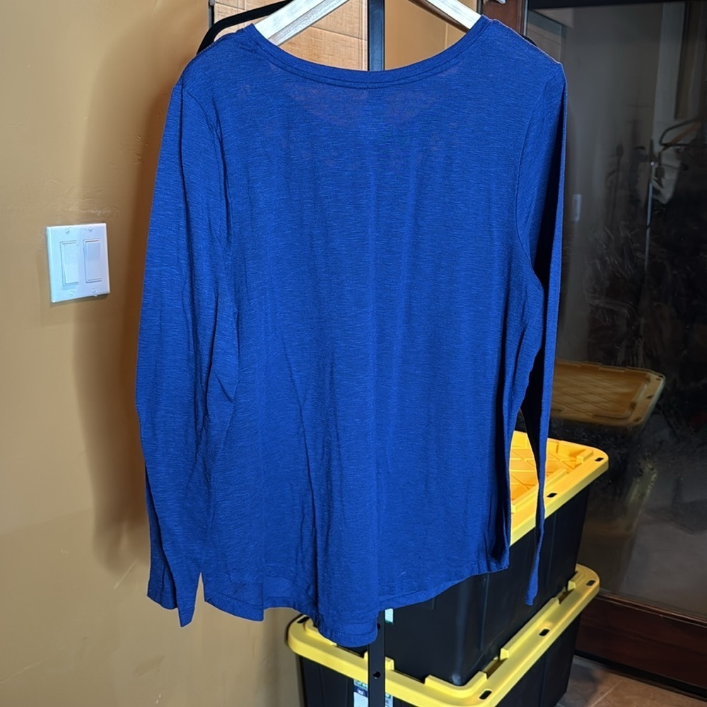 Lane Bryant Royal Blue Faux Leather Ribbon Detail Top Size 14/16 1X - Picture 5 of 5